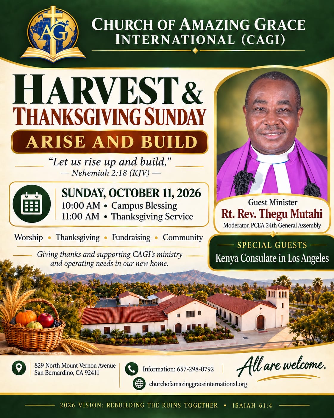 Harvest & Thanksgiving Sunday: Arise and Build